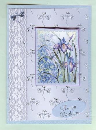 Dragonflies 'n Lace Background/card Front in Aqua by Christine Dixon