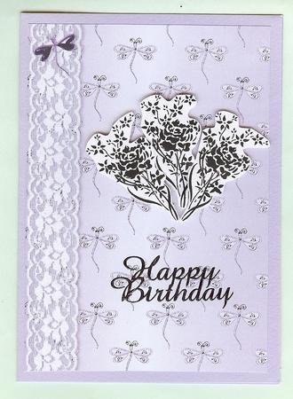 Dragonflies 'n Lace Background/card Front in Lilac by Christine Dixon