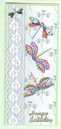 Dragonflies 'n Lace Background/card Front in Lime by Christine Dixon
