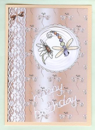 Dragonflies 'n Lace Background/card Front in Peach by Christine Dixon