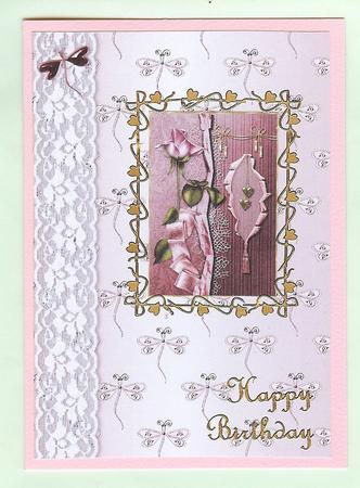 Dragonflies 'n Lace Background/card Front in Rose by Christine Dixon