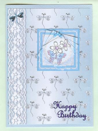 Dragonflies 'n Lace Background/card Front in Turquoise by Christine Dixon