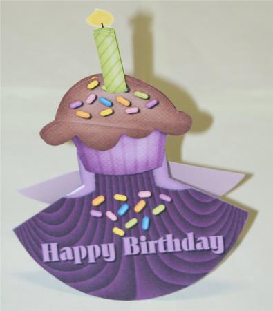 Purple Cup Cake Wobble Card by Christine Dixon
