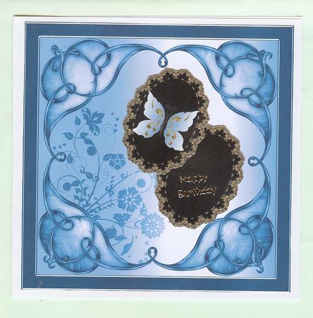 8" Art Nouveau Card Front with Text Plate (glowing Jade) by Christine Dixon