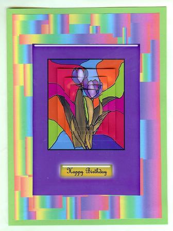 Stained Glass Tulips Purple Background by Christine Dixon