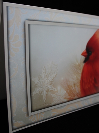 Christmas Cardinal and Snowflakes A4 by Cindie Deasey