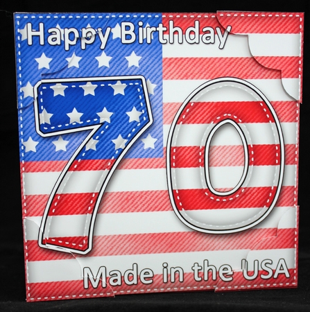 8 x 8 Flying the Flag Usa 70th Birthday Scalloped Topper by Cindie Deasey