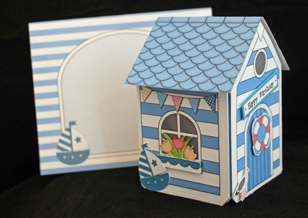 3D Beach Hut Rubber Band Pop Up Card by Cindie Deasey