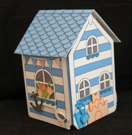 3D Beach Hut Rubber Band Pop Up Card by Cindie Deasey