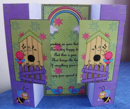 Rainbow, Birds and Bees Double Fold Back Card by Cindy Thompson