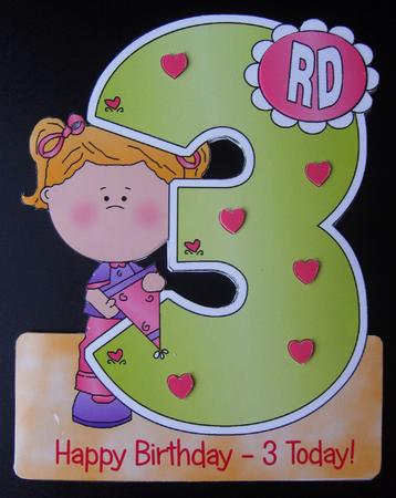 Girl's Third Birthday - Shaped Card with Decoupage by Cindy Thompson