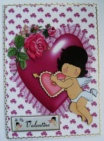 Pink Heart with Cherubs by Cindy Thompson
