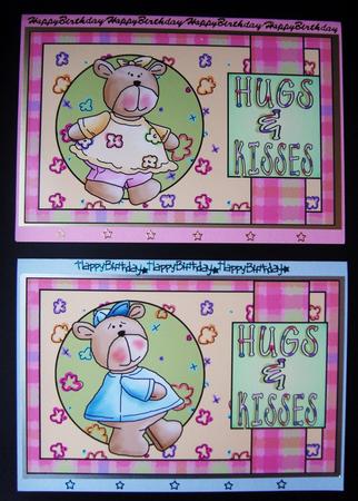 2 Hugs and Kisses Bear Toppers Set 1 by Cindy Thompson