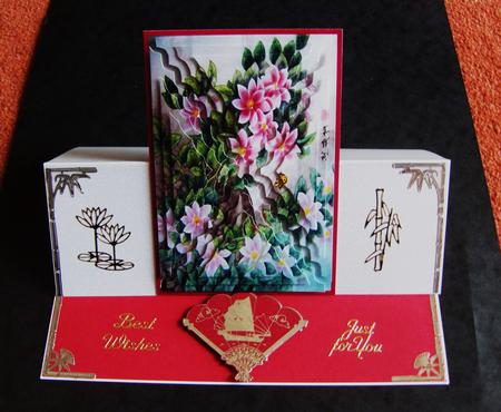Oriental Flowers Wavey Side Step Stacker by Cindy Thompson