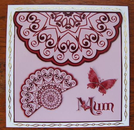 Scalloped Edged Envelope Card with Fan and Butterfly 2 by Cindy Thompson
