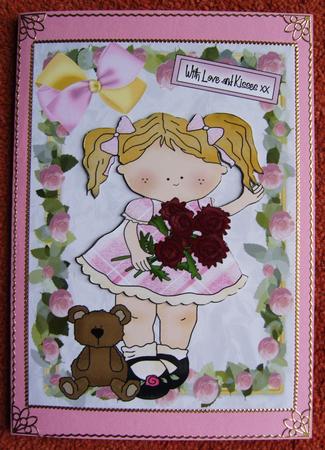 Little Girl with Teddy, A4 Topper by Cindy Thompson