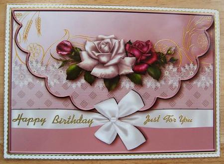 Roses and Wrap Envelope Card with Decoupage by Cindy Thompson