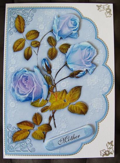 Soft Blue Rose Petals - Scalloped Edge Card by Cindy Thompson