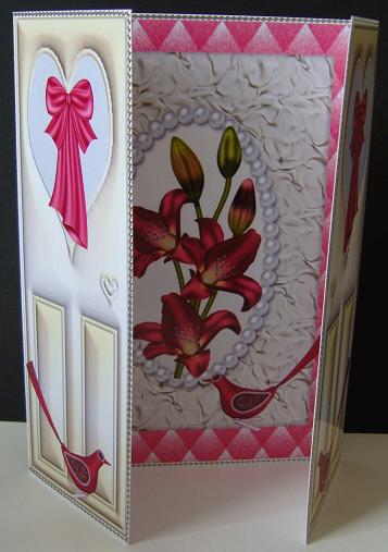 Red Lily in Pearl Frame with Little Bird, Gatefold by Cindy Thompson