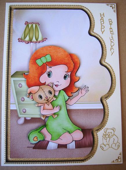 Bedtime Scallope Curve Card with Decoupage by Cindy Thompson