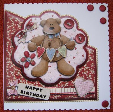 Teddy with Hearts Birthday Daughter Various Sentiments Card by Cindy Thompson