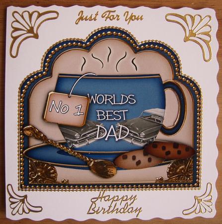 No 1 Worlds Best Dad Blue Cup 3D Decoupage Sheet by Cindy Thompson