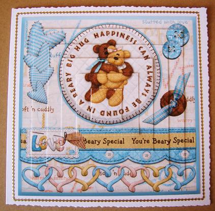 Happiness in a Beary Big Hug Pyramid Card Front by Cindy Thompson