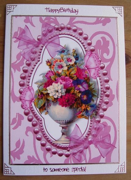 Vintage Vase of Flowers in Pearl Frame A4 by Cindy Thompson