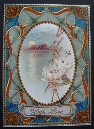 Oriental Lily Fancy Bracket 7x5in Cut and Fold Card by Cindy Thompson
