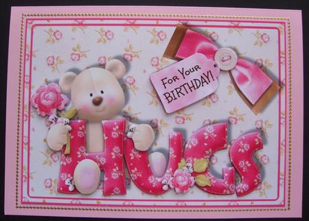 Teddy Hugs - Card Front with Decoupage by Cindy Thompson