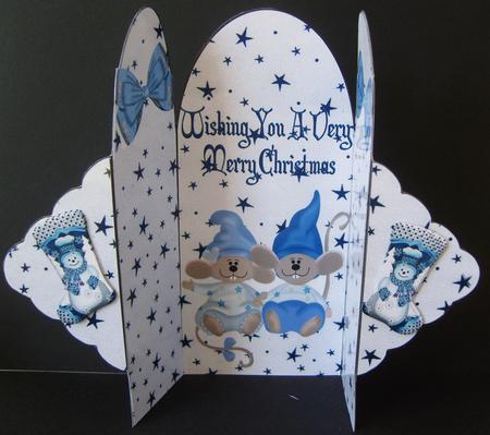 Cute Christmas Mice in Santa Hats Trifold by Cindy Thompson