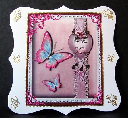 Butterflies and Rose Card Front by Cindy Thompson