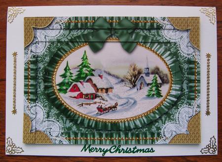 Christmas Landscape Ruffle Spiral Edge 7x5inch Stacker by Cindy Thompson