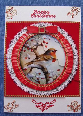 Christmas Robin 1 Duo Corner Wavy Sq Stacker by Cindy Thompson