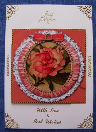 Pink Peony Ruffle Duo Corner Wavy Sq Stacker by Cindy Thompson