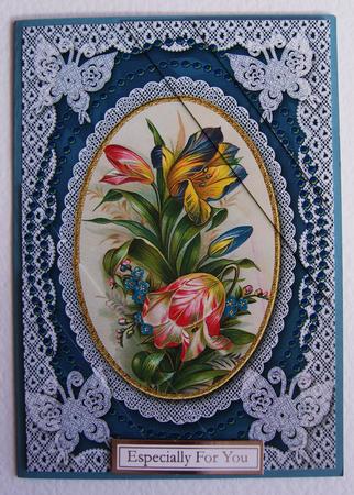 Multi Tulips Lace Butterfly Duo Corner A5 Stacker by Cindy Thompson