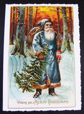 Vintage Blue Santa by Cindy Thompson