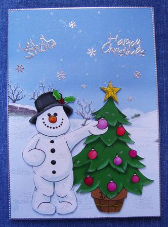 Frosty Doodles Decorating His Tree Large Image by Cindy Thompson