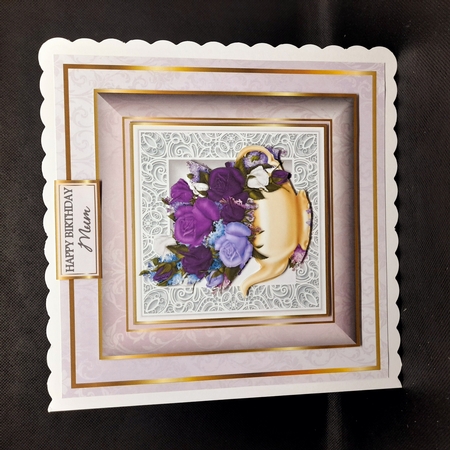 8x8 Floral Teapot (Purple) Mini Kit - x4 A4 sheets inc Decoupage & Twisted Pyramage sheets  by Claire Dyas