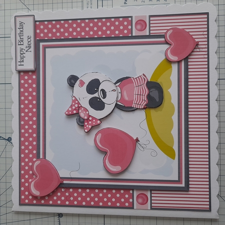 8x8 Pretty in Pink Panda Decoupage & Square Pyramage Mini Kit - x5 A4 sheets  by Claire Dyas