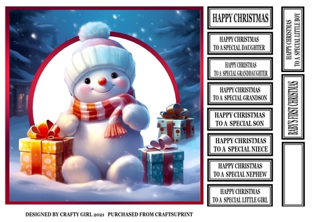Cute snowman 3 CARD FRONTS by Claire Dyas