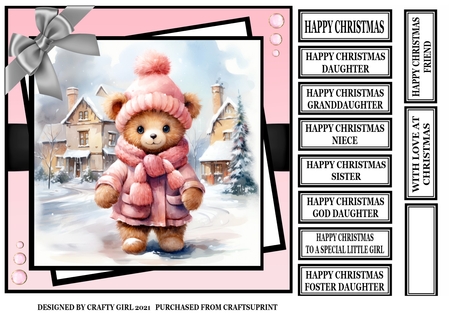 Cute teddy bear 5 CARD FRONTS by Claire Dyas