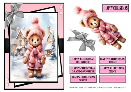 Cute teddy bear 5 CARD FRONTS by Claire Dyas
