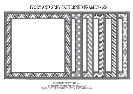 6x6 Grey Layering Frames 1-12 in PNG by Claire Dyas
