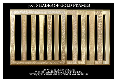 6x6 Gold Layering Frames 1-12 in PNG by Claire Dyas