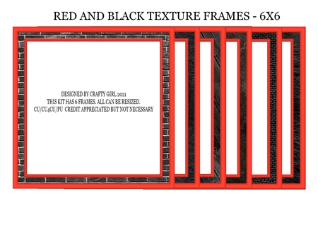 6x6 Bright Red Layering Frames 1-12 in PNG by Claire Dyas