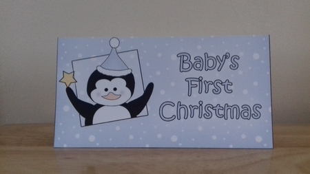 Xmas Penguin Baby's 1st Christmas Money or Gift Wallet Card by Claire Dyas