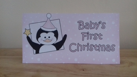 Xmas Penguin Baby's 1st Christmas Money or Gift Wallet Card by Claire Dyas