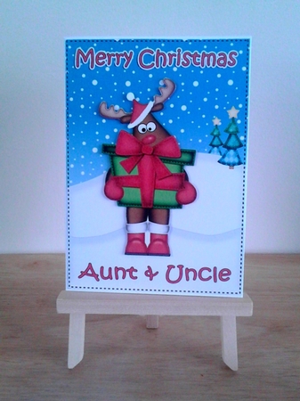 Xmas Aunt & Uncle Rudolph 5x7 3D Decoupage by Claire Dyas