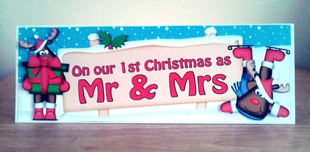 Large Dl 1st Christmas Mr & Mrs 3D Decoupage by Claire Dyas